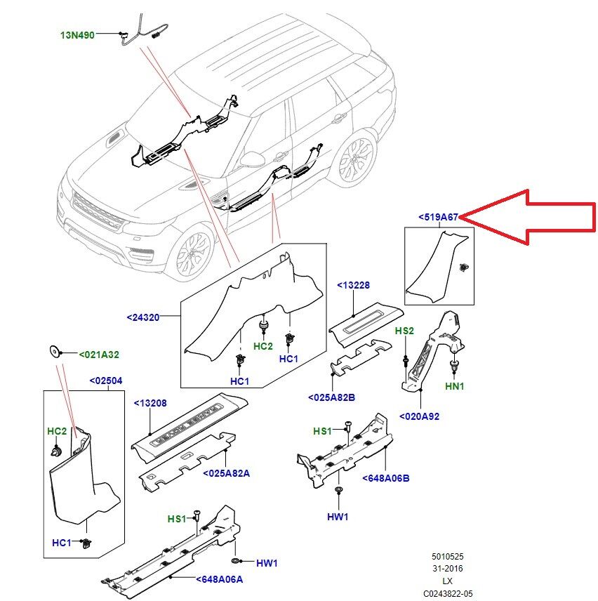 Lr043345 kaplama range rover sport